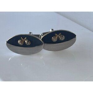 Vintage Anson Maracas Cufflinks Two Tone Silver Plated MCM Mens Jewelry‎